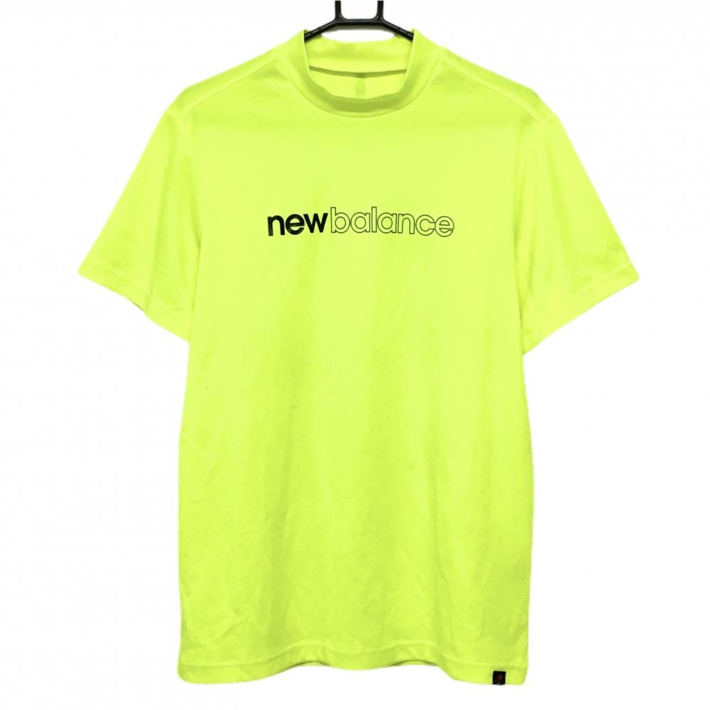 ニューバランスゴルフ 半袖ハイネックシャツ 蛍光イエロー×黒 ロゴプリント  メンズ 7(3L) ゴルフウェア 大きいサイズ New Balance