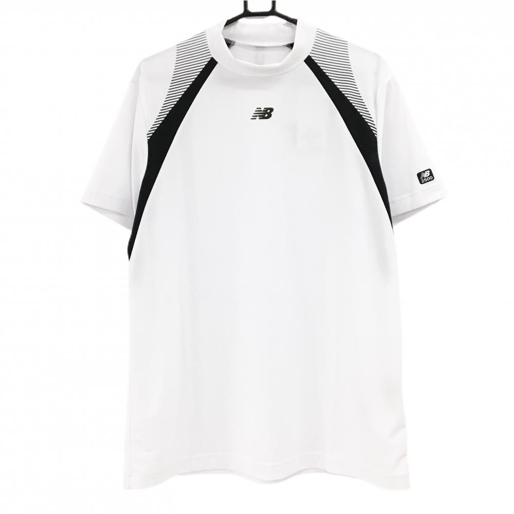 【新品】ニューバランスゴルフ 半袖ハイネックシャツ 白×黒 フロントロゴ SPX メンズ 7(2XL) ゴルフウェア 2026年モデル New Balance