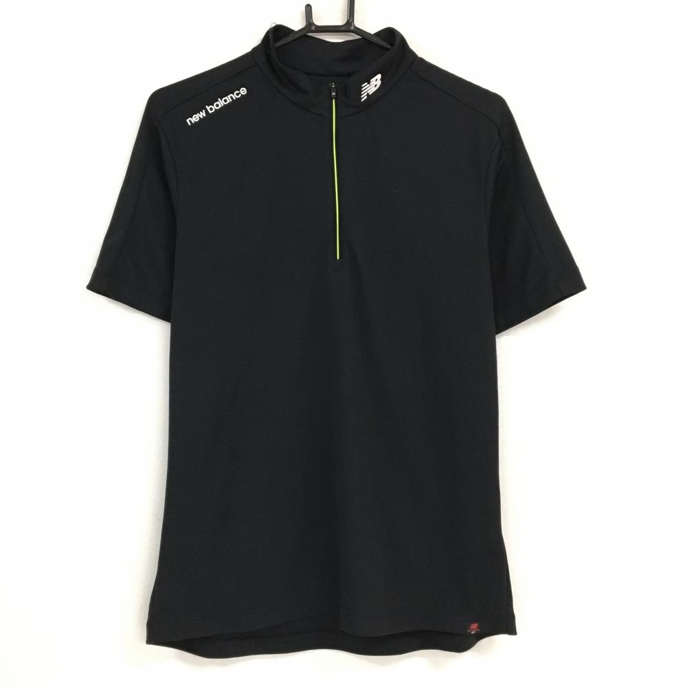 ニューバランスゴルフ 半袖ハイネックシャツ 黒 ハーフジップ ロゴ白  メンズ 4(M) ゴルフウェア New Balance