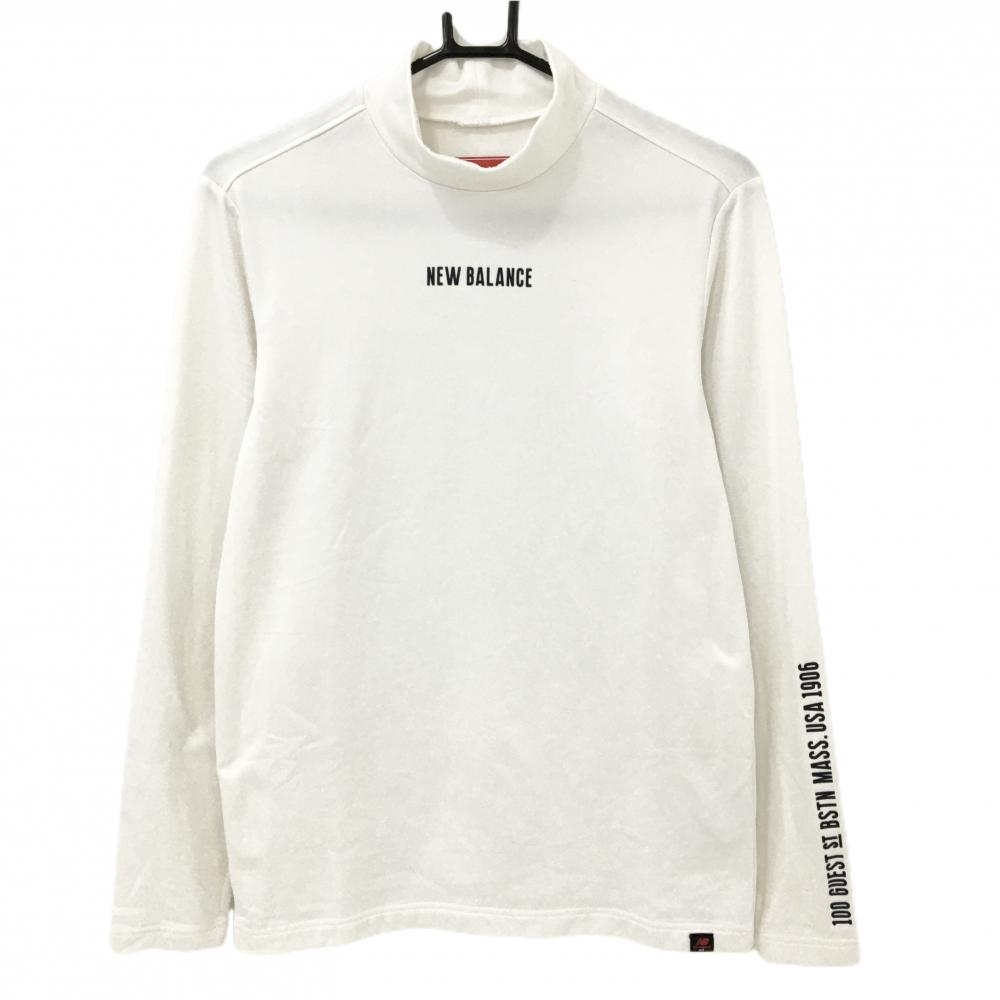 ニューバランスゴルフ 長袖ハイネックシャツ 白 胸プリント 裏起毛  メンズ 4(M) ゴルフウェア New Balance