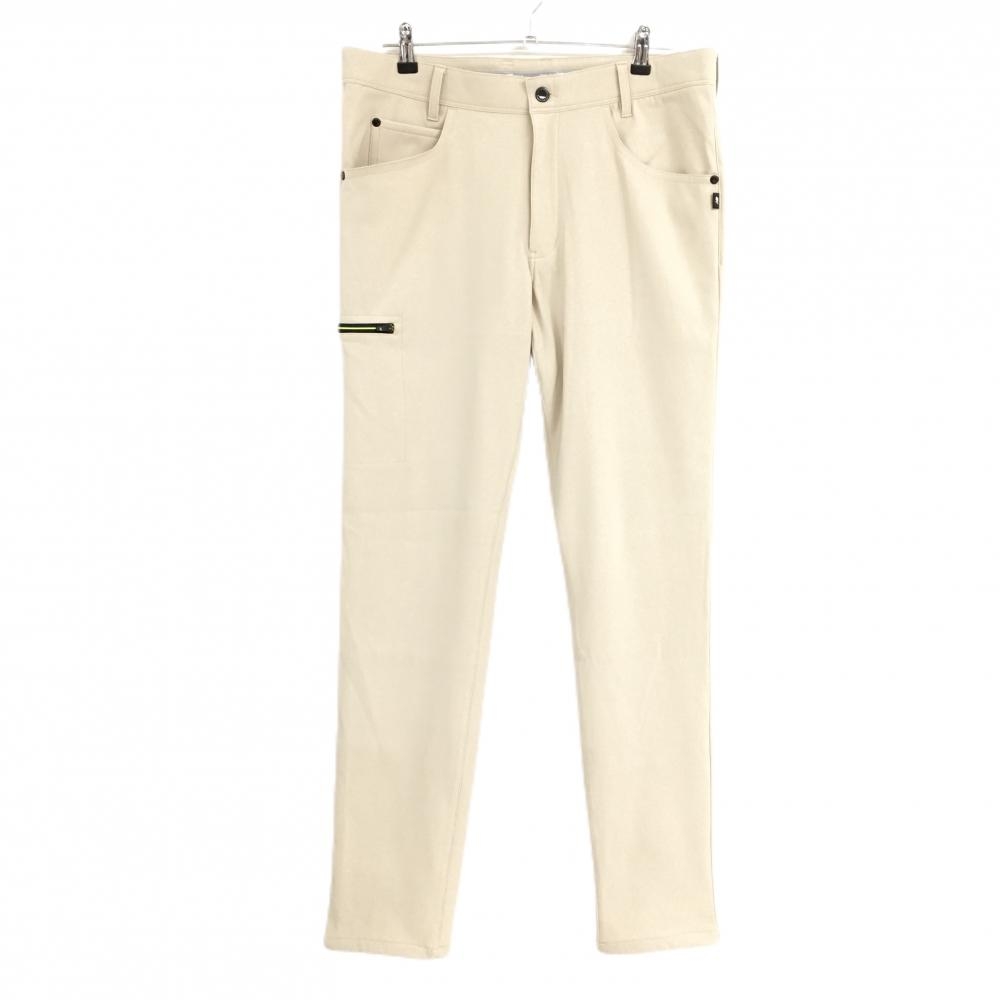 【美品】ニューバランスゴルフ パンツ ベージュ ジップライン蛍光グリーン メンズ 6(XL) ゴルフウェア 2024年モデル New Balance