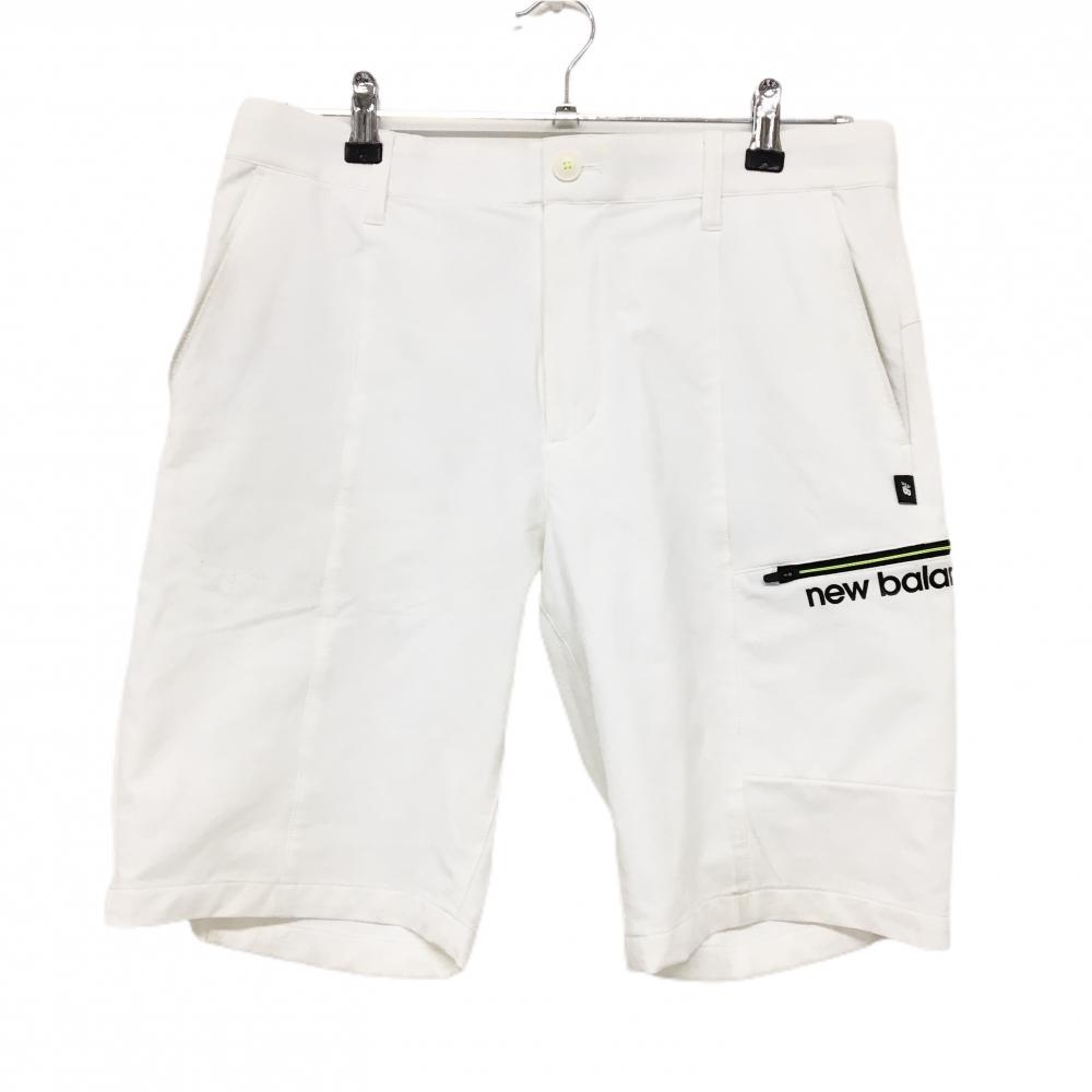 ニューバランスゴルフ ハーフパンツ 白 織生地 ロゴ黒 ストレッチ メンズ 4(M) ゴルフウェア 2024年モデル New Balance