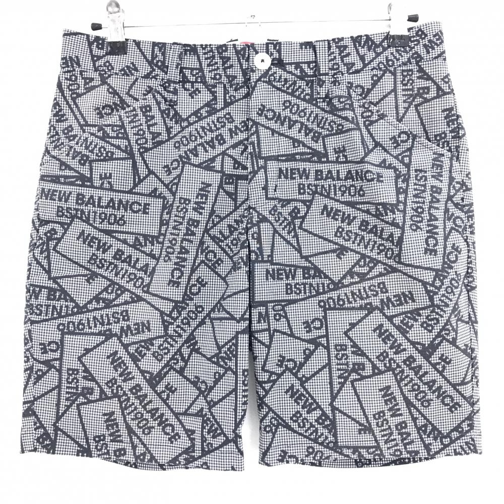 ニューバランス ハーフパンツ 黒×白 ロゴ総柄 チェック メンズ 4(M) ゴルフウェア New Balance