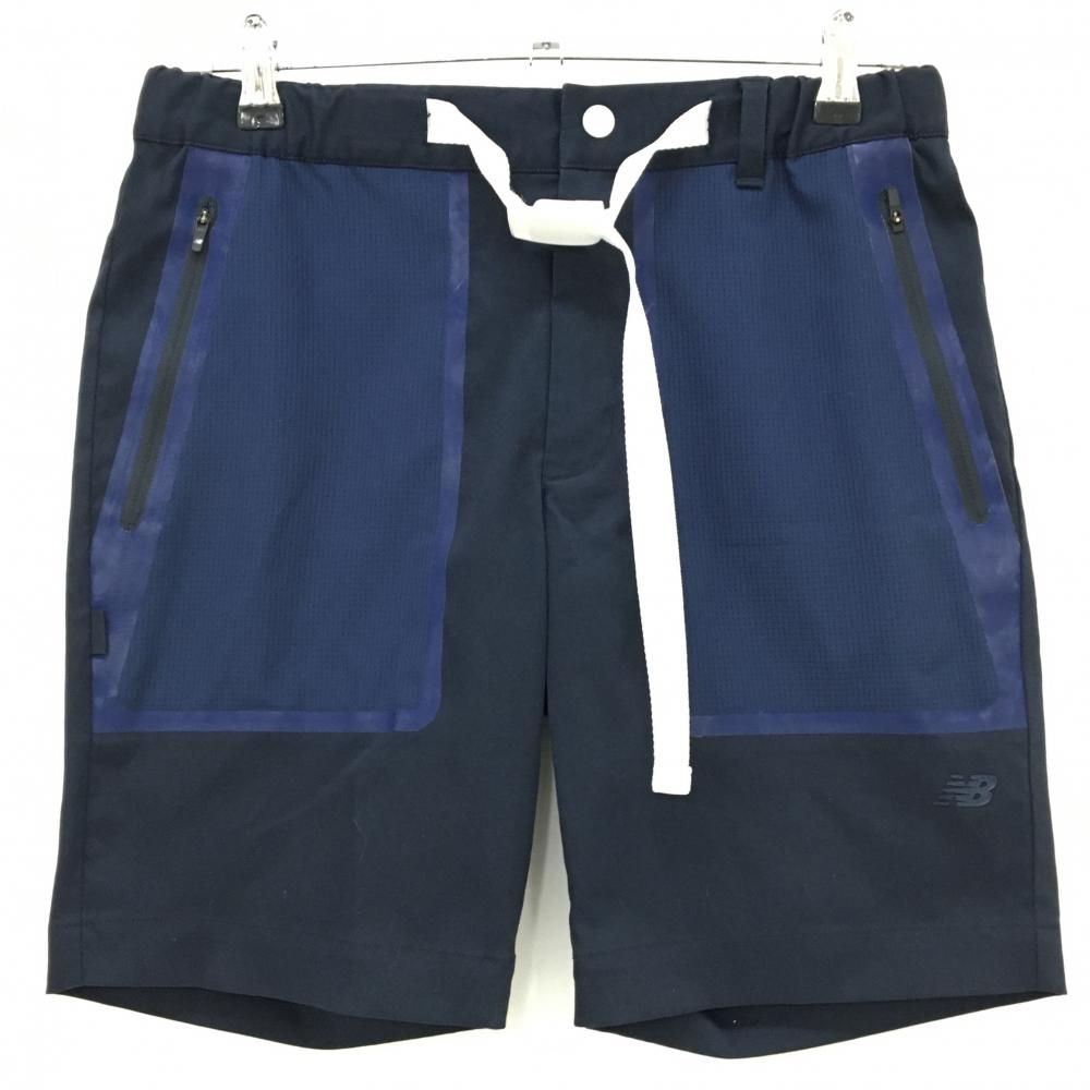 ニューバランスゴルフ ハーフパンツ ネイビー系 ポケット部分メッシュ調 ウエストゴム  メンズ 4(M) ゴルフウェア New Balance