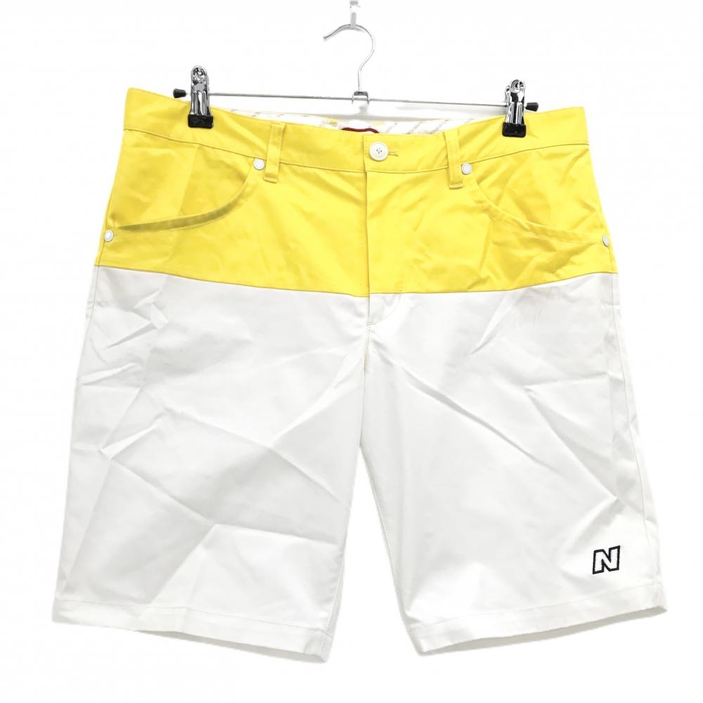 ニューバランスゴルフ ハーフパンツ イエロー×白 バイカラー ストレッチ メンズ 6(XL) ゴルフウェア New Balance