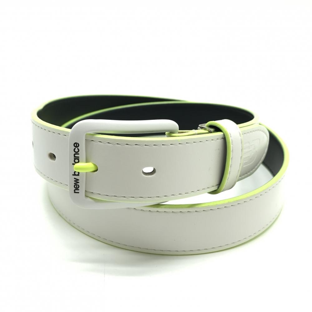 【美品】ニューバランス ベルト 白×蛍光イエロー バックル白 メンズ  ゴルフウェア New Balance