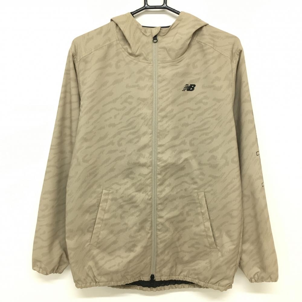 【超美品】ニューバランスゴルフ ジップパーカー ベージュ ゼブラ調 裏メッシュ メンズ 4(M) ゴルフウェア 2023年モデル New Balance