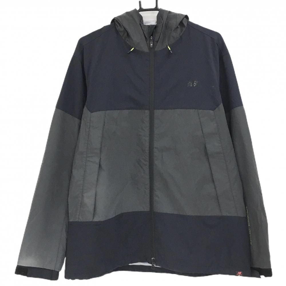 ニューバランス ジップパーカー グレー×黒 裏地メッシュ ナイロン ジャケット  メンズ 6(XL) ゴルフウェア New Balance