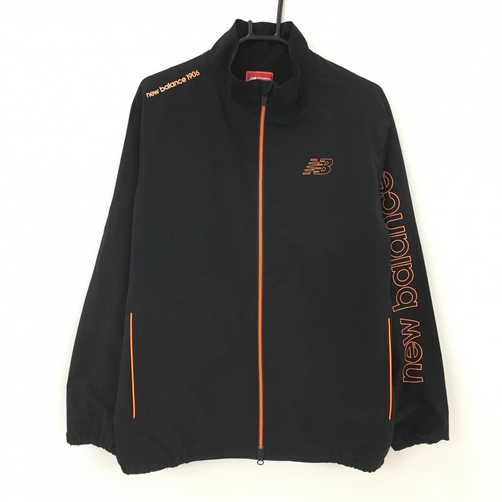 ニューバランスゴルフ ジャケット 黒×オレンジ 袖ロゴ 裏地メッシュ  メンズ 6(XL) ゴルフウェア New Balance