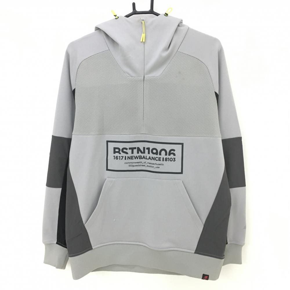 ニューバランスゴルフ パーカー グレー×黒 異素材切替 ハーフジップ メンズ 4(M) ゴルフウェア New Balance