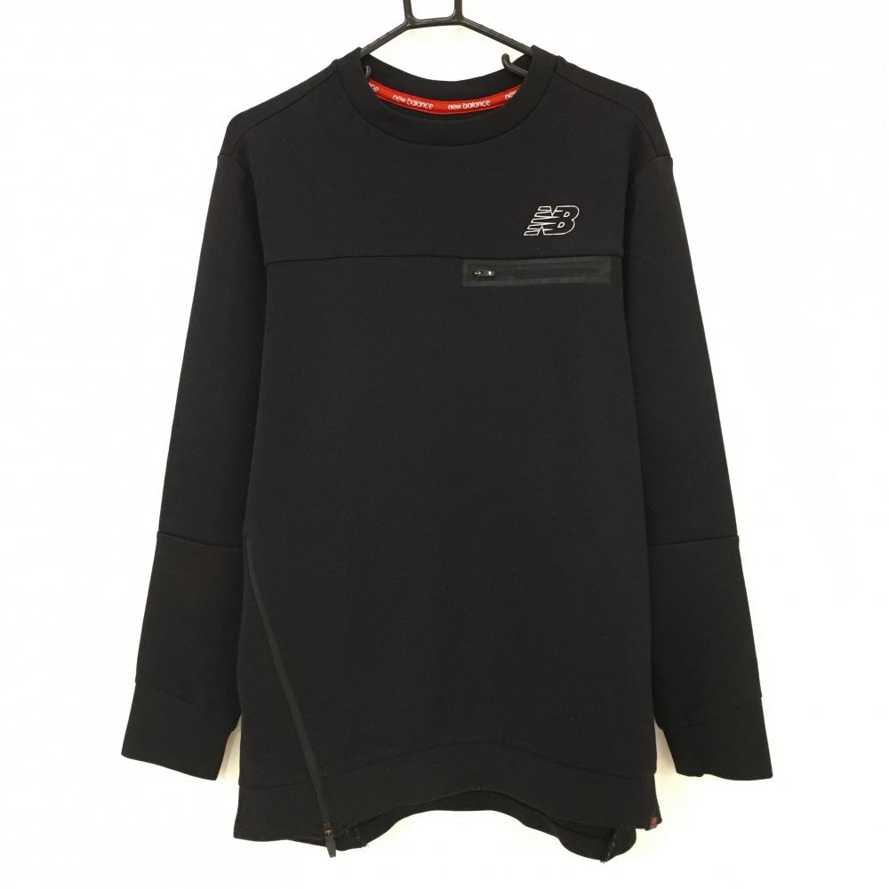 ニューバランスゴルフ トレーナー 黒 背面ビッグプリント 裾ジップ メンズ 7(2XL) ゴルフウェア New Balance
