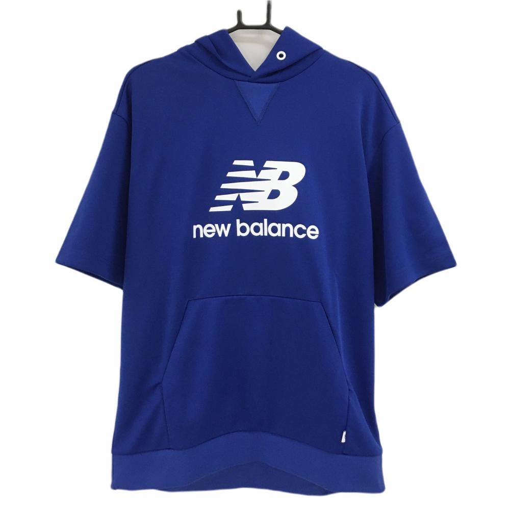 【新品】ニューバランスゴルフ 半袖トレーナー ブルー×白 フロントロゴ 薄手 メンズ 6(XL) ゴルフウェア 2025年モデル New Balance