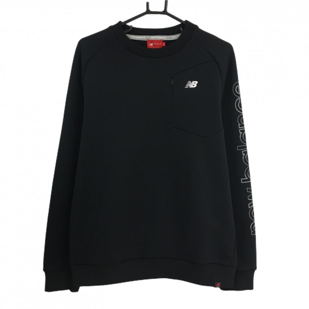 【超美品】ニューバランスゴルフ トレーナー 黒 袖ロゴ  メンズ 5(L) ゴルフウェア New Balance