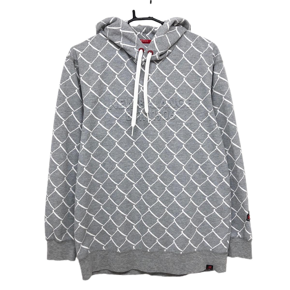 ニューバランスゴルフ パーカー グレー×白 総柄 凹凸ロゴ メンズ 6(XL) ゴルフウェア New Balance