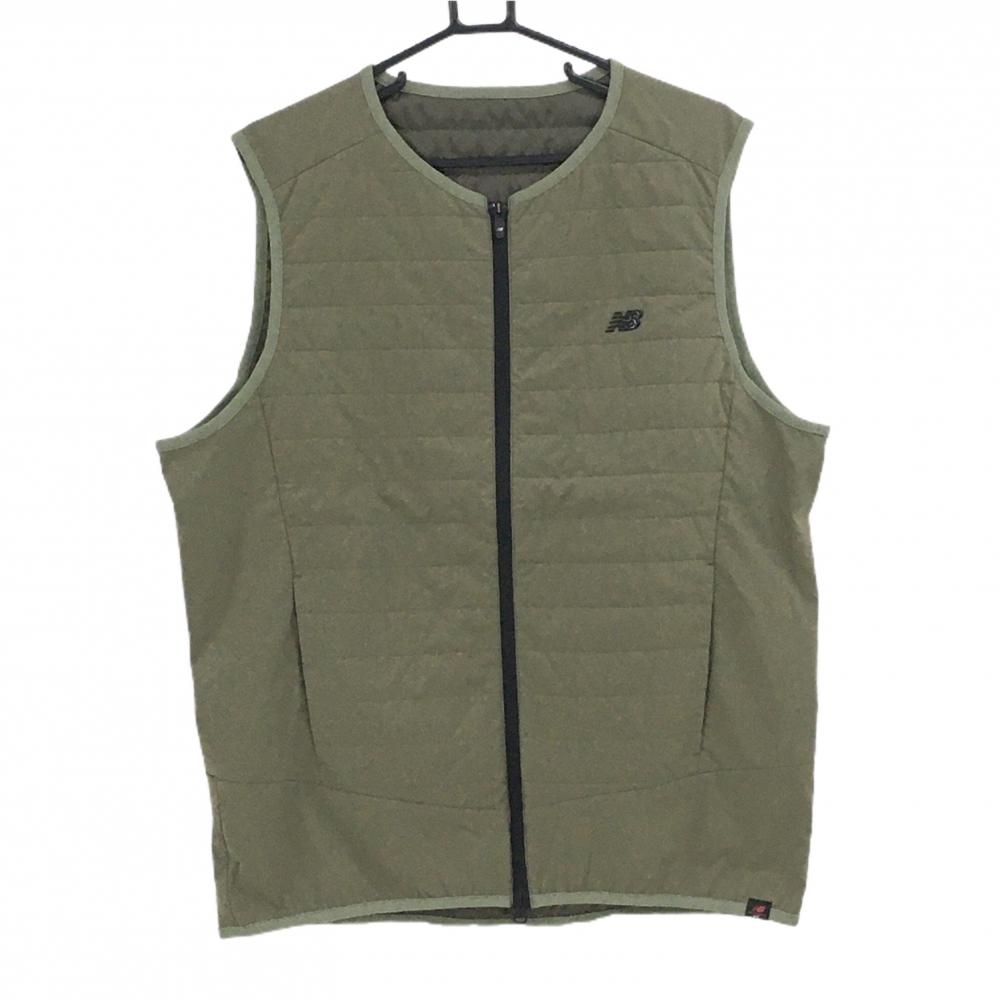 【超美品】ニューバランス 中綿ベスト カーキ 薄手 メンズ 7(2XL) ゴルフウェア 大きいサイズ New Balance