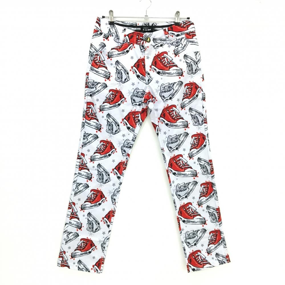 【新品】バーディーハント パンツ 白×レッド スニーカー柄 静電気防止 メンズ 32 ゴルフウェア Birdie hunt