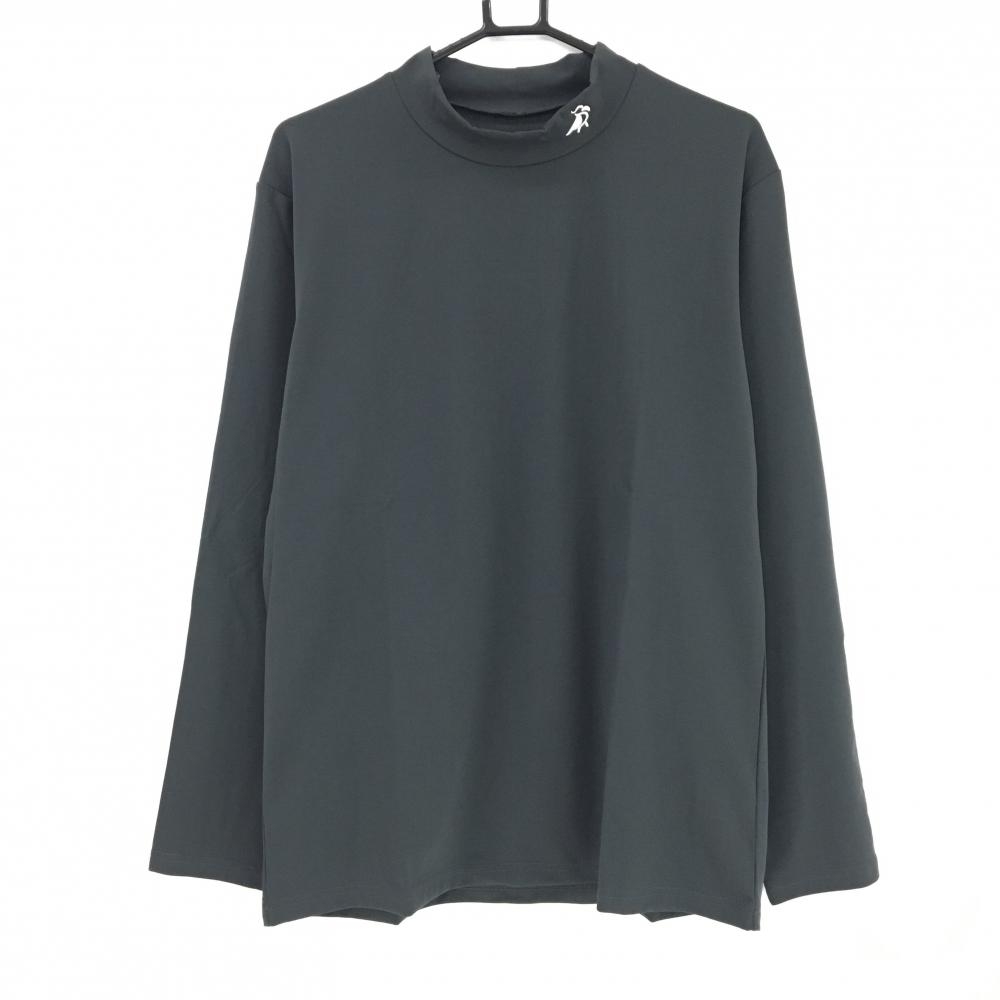 【新品】パラディーゾ 長袖ハイネックシャツ ダークグレー ストレッチ ロゴ  メンズ 3L ゴルフウェア 大きいサイズ Paradiso