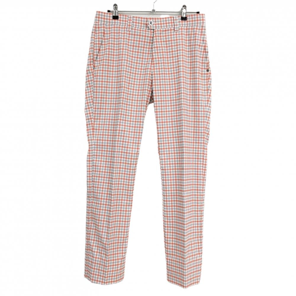 【美品】パラディーゾ ストレッチパンツ 白×レッド×グレー チェック柄 メンズ 82 ゴルフウェア Paradiso