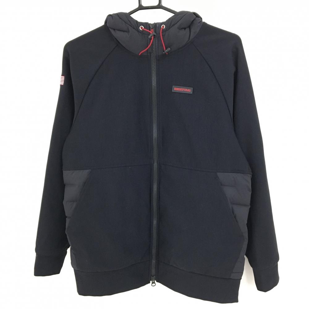 【美品】ブリーフィング 切替ダウンジャケット 黒  裾一部・フードダウン メンズ M ゴルフウェア BRIEFING