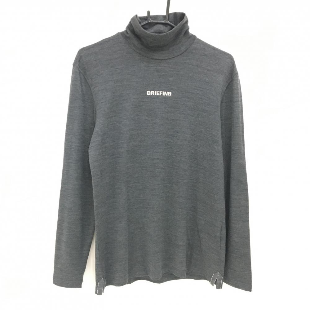 【超美品】ブリーフィング ハイネックセーター グレー ウール100％ 薄手 メンズ M ゴルフウェア BRIEFING