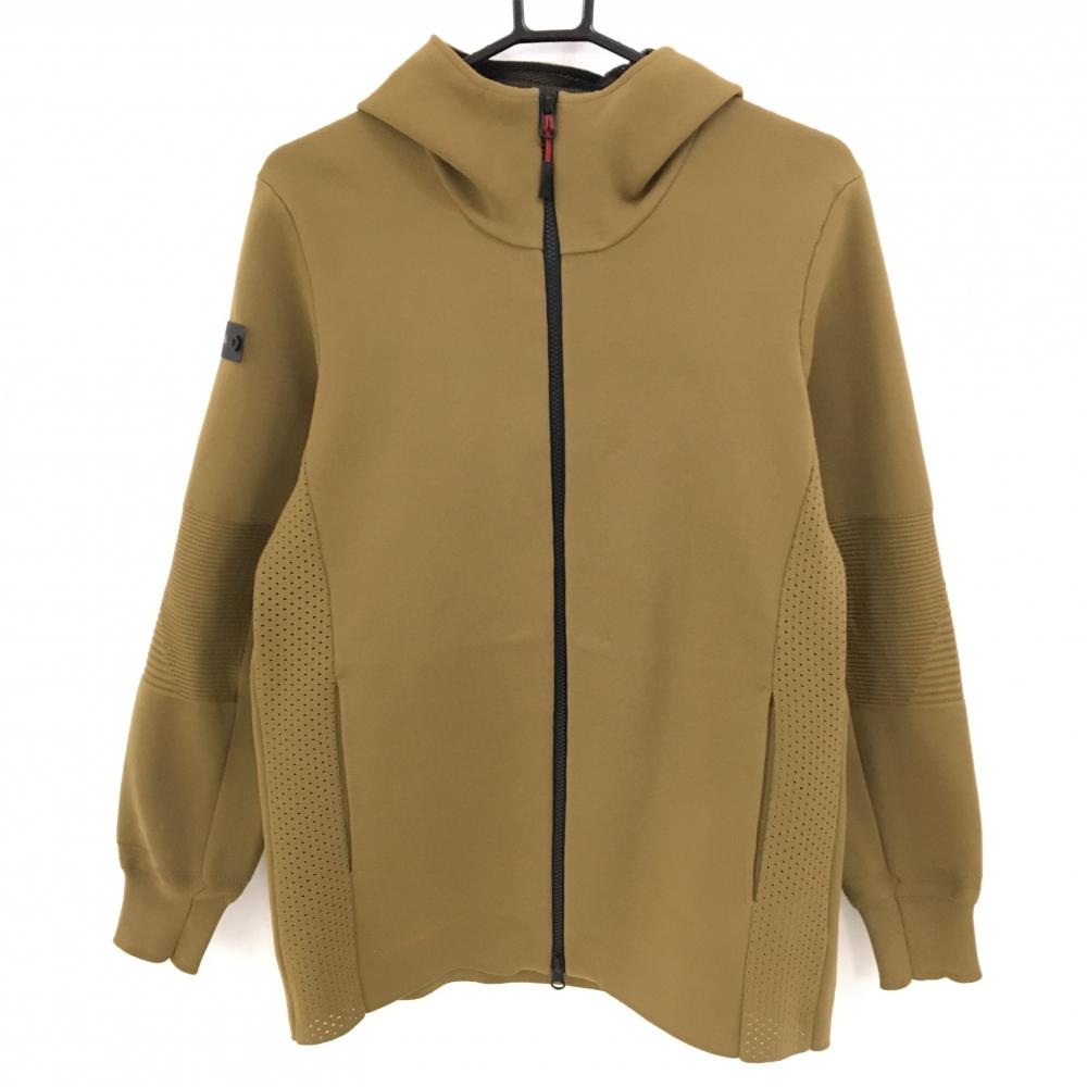 【超美品】ブリーフィング ニットジップパーカー ブラウン 背ロゴ フード裏メッシュ ジャケット メンズ M ゴルフウェア BRIEFING