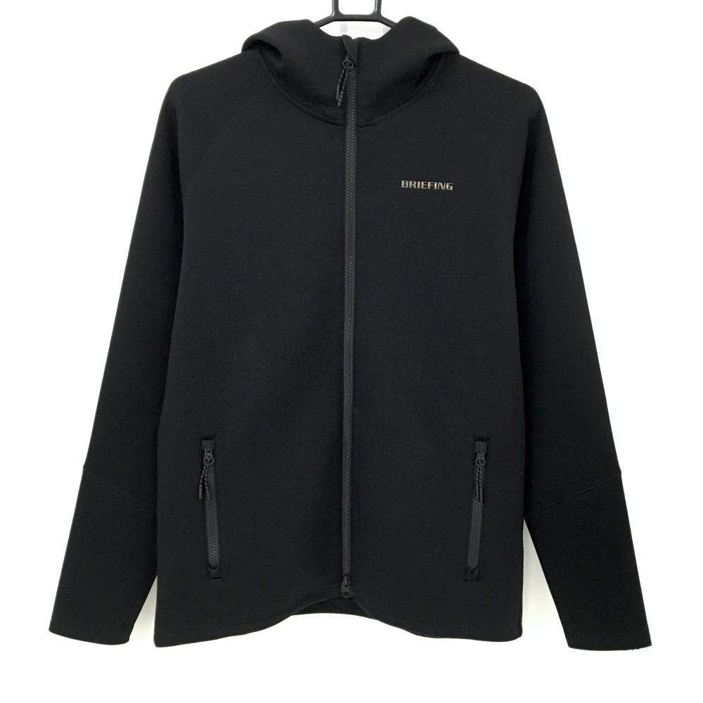 【美品】ブリーフィング ジップパーカー 黒 ダンボールニット 背面立体ロゴ  メンズ M ゴルフウェア BRIEFING