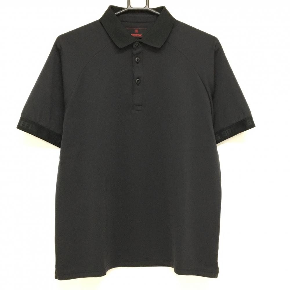 【超美品】ブリーフィング 半袖ポロシャツ 黒 袖口ロゴ  メンズ M ゴルフウェア 2024年モデル BRIEFING