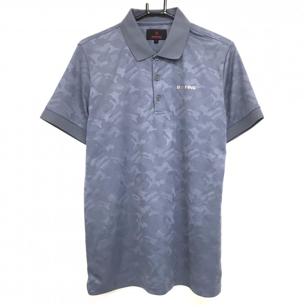 【超美品】ブリーフィング 半袖ポロシャツ グレー 迷彩 カモフラ 襟一部メッシュ メンズ L ゴルフウェア 2023年モデル BRIEFING