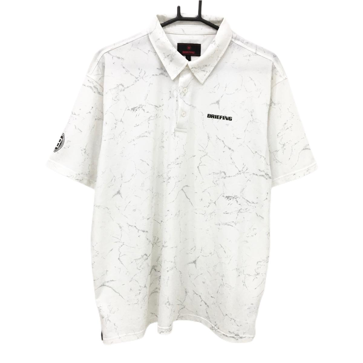 ブリーフィング 半袖ポロシャツ 白×グレー 総柄  メンズ L ゴルフウェア 2023年モデル BRIEFING