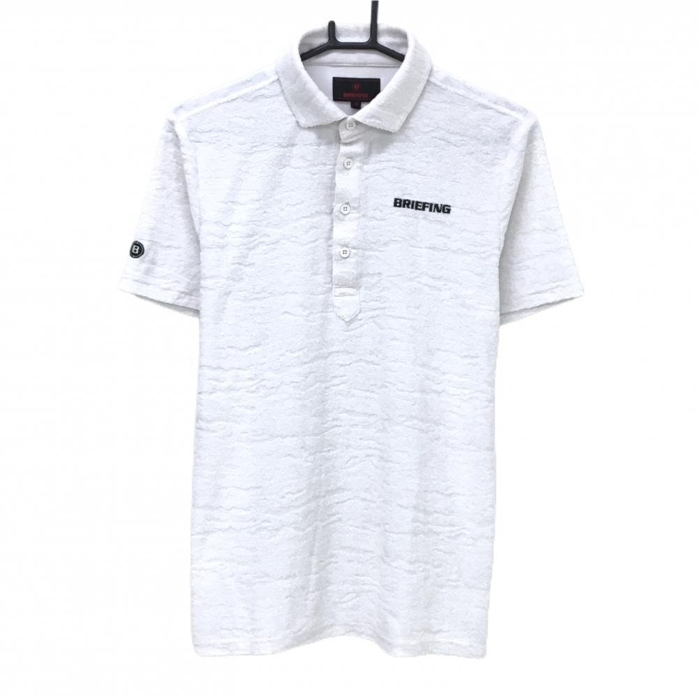 ブリーフィング 半袖ポロシャツ 白 パイル地 地模様 メンズ M ゴルフウェア BRIEFING
