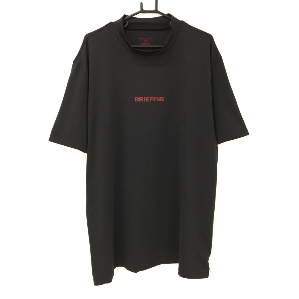 【超美品】ブリーフィング 半袖ハイネックシャツ 黒×レッド 背面ロゴ メンズ XXXL ゴルフウェア 2023年モデル 大きいサイズ BRIEFING