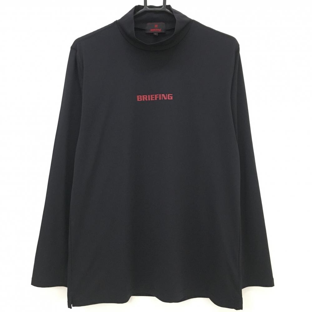 【美品】ブリーフィング 長袖ハイネックシャツ 黒×レッド 背面ロゴ  メンズ L ゴルフウェア BRIEFING
