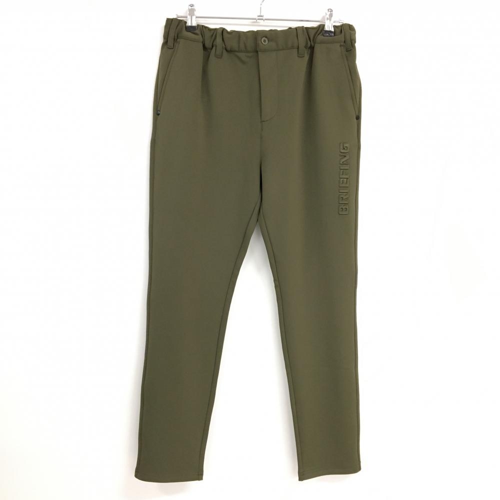 【新品】ブリーフィング ストレッチパンツ カーキ ウエストゴム＆調節紐 エンボスロゴ メンズ M ゴルフウェア 2023年モデル BRIEFING