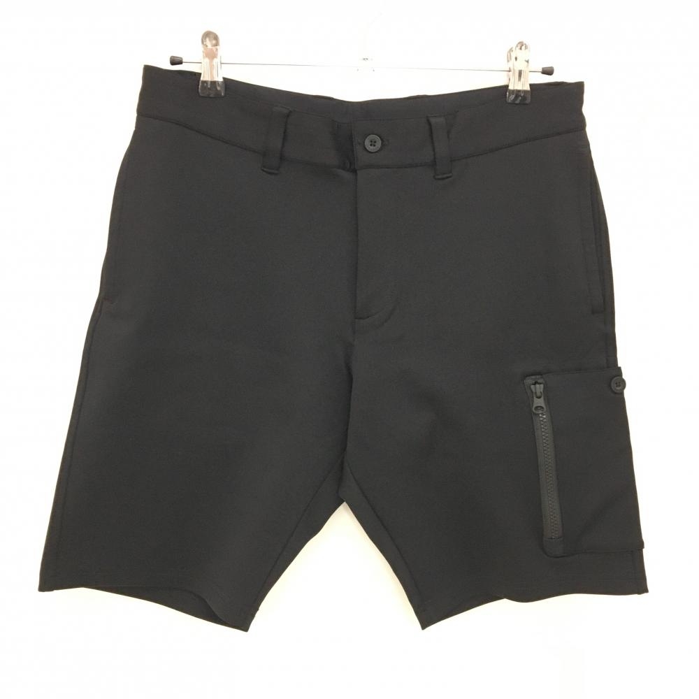 【美品】ブリーフィング ハーフパンツ 黒 後ろロゴ サイドポケット ストレッチ メンズ M ゴルフウェア 2024年モデル BRIEFING