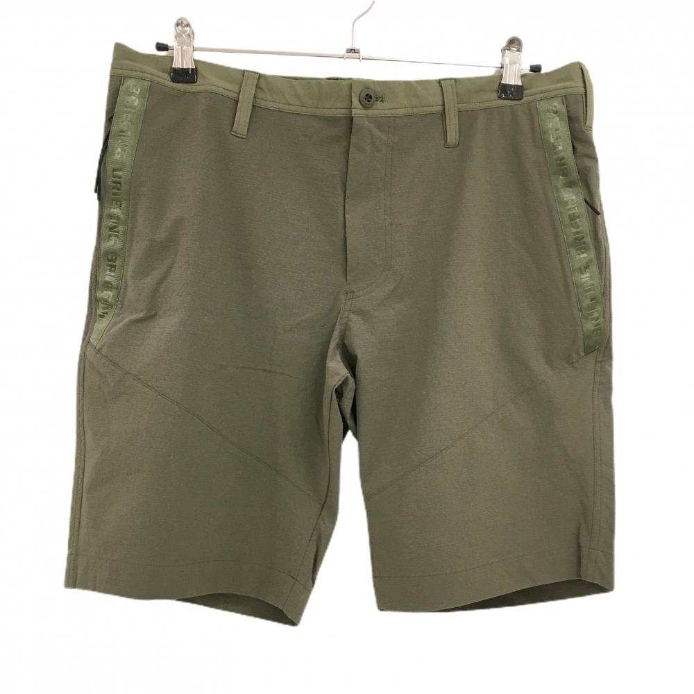 【新品】ブリーフィング ハーフパンツ カーキ系 ポケット口ロゴ 地模様 ストレッチ メンズ L ゴルフウェア 2024年モデル BRIEFING