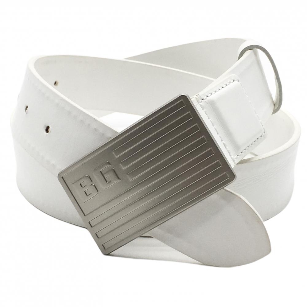 【美品】ブリーフィング トップ式ベルト 白 シルバーバックル メンズ  ゴルフウェア BRIEFING