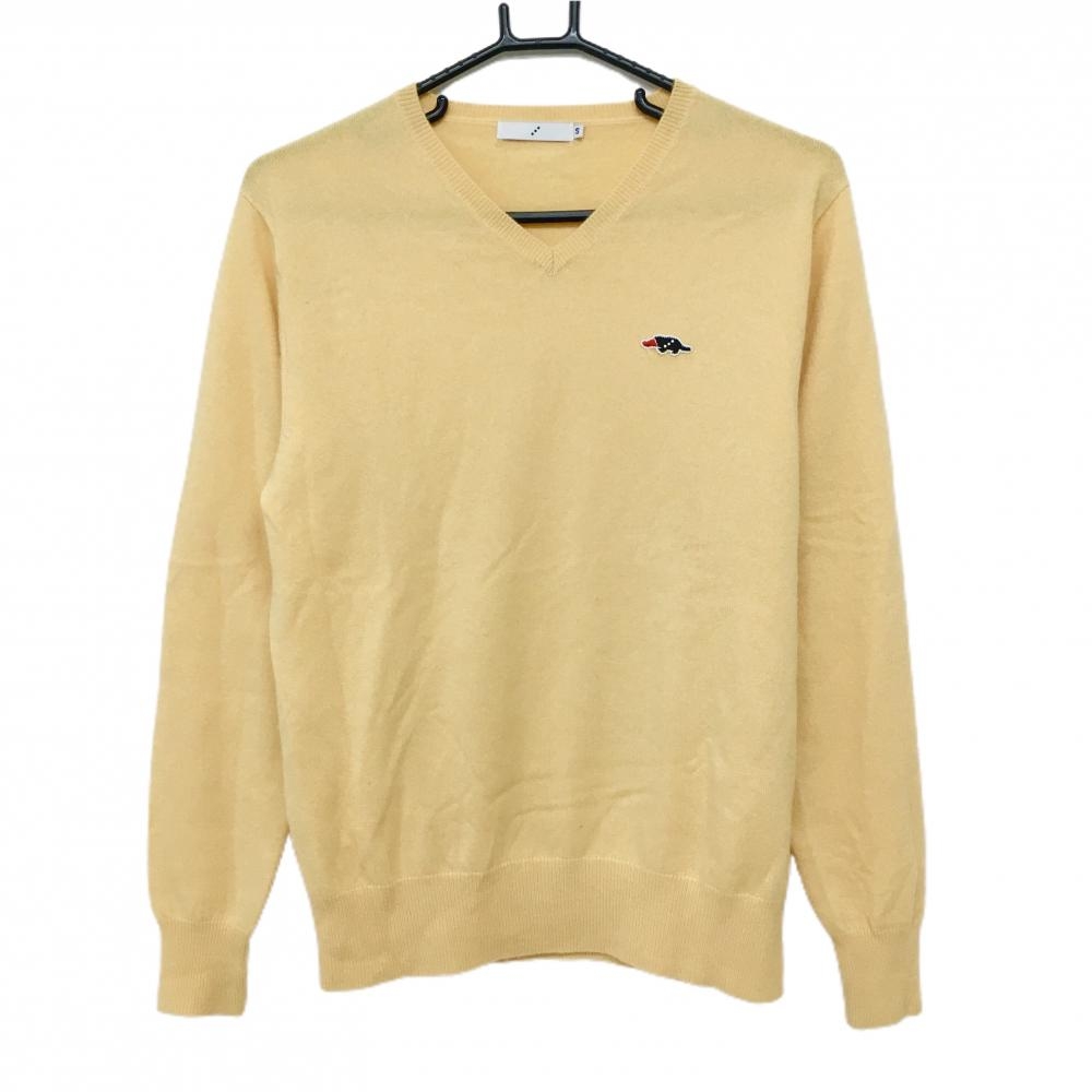 【美品】ラフアンドスウェル セーター オレンジ系 カシミヤ100％ Vネック ニット メンズ S ゴルフウェア rough＆swell