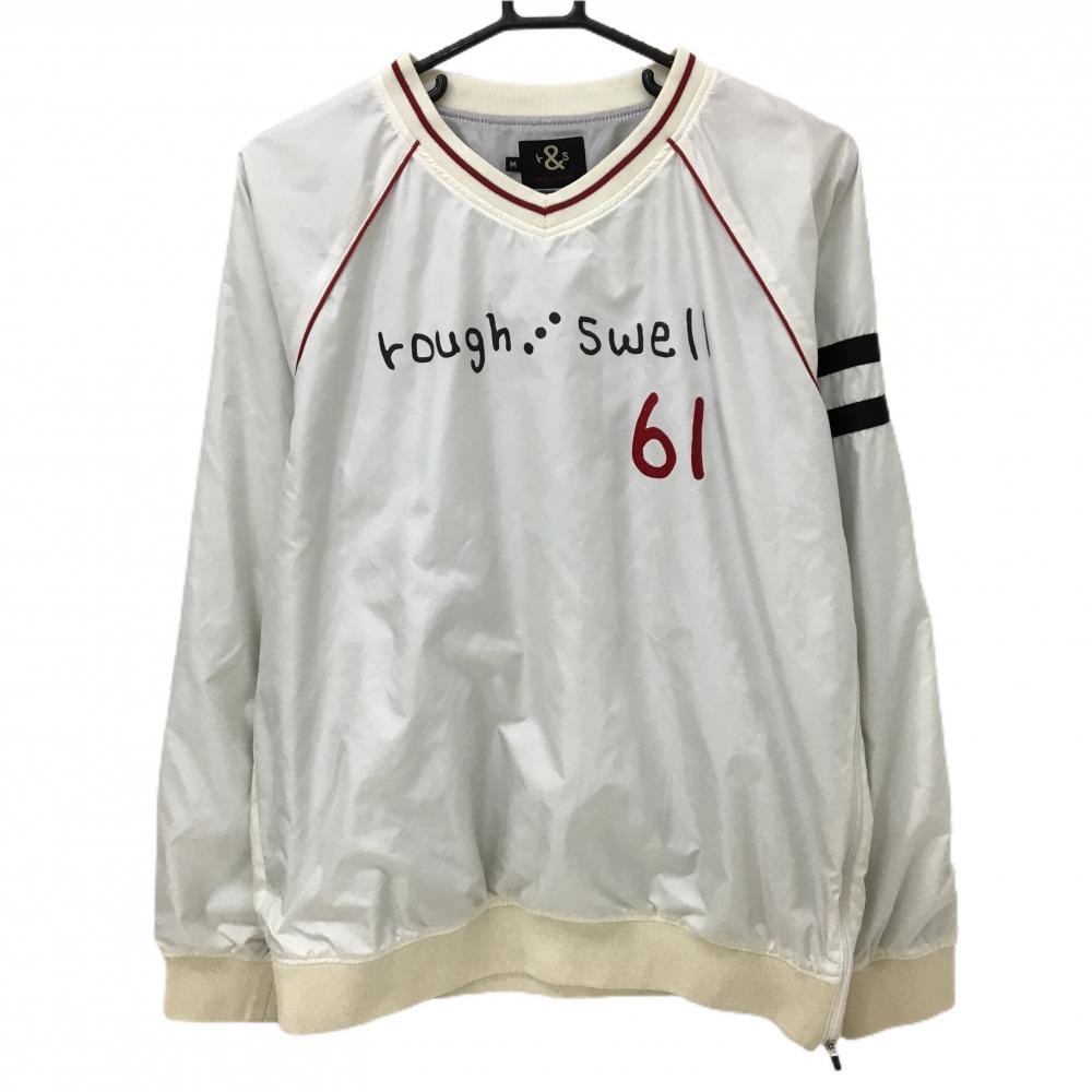 【美品】ラフアンドスウェル スニード 白×レッド 蓄熱裏地 ブルゾン Vネック  メンズ M ゴルフウェア rough＆swell