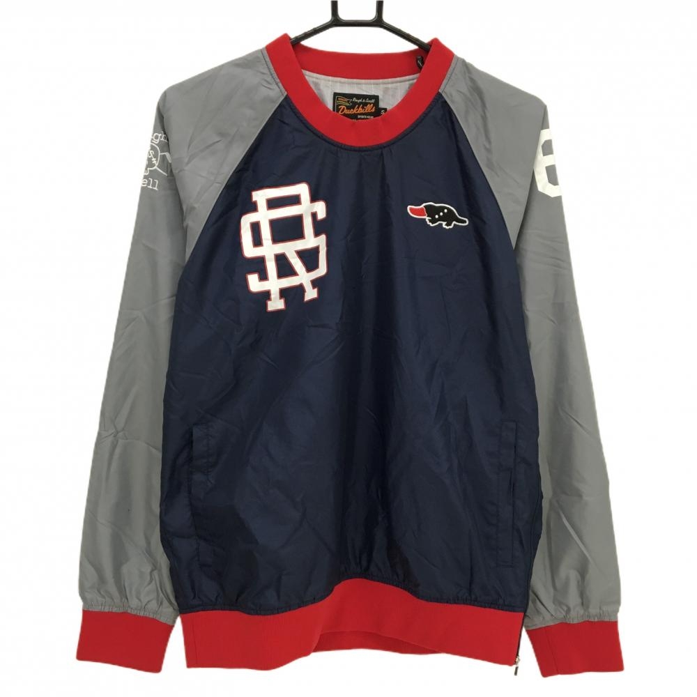 【超美品】ラフアンドスウェル スニード ネイビー×グレー 蓄熱裏地 ロゴ Duckbills ブルゾン メンズ S ゴルフウェア rough＆swell