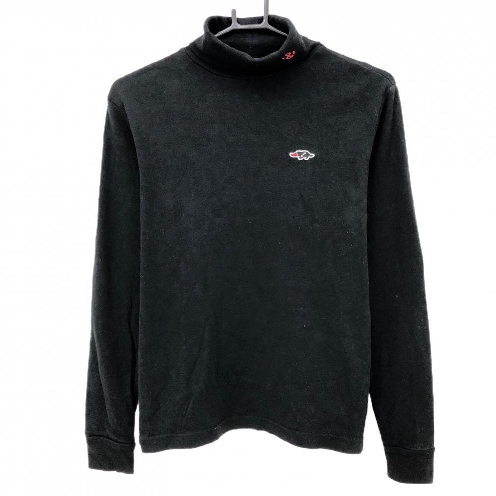 ラフアンドスウェル 長袖タートルネックシャツ 黒 ストレッチ コットン100％  メンズ S ゴルフウェア rough＆swell