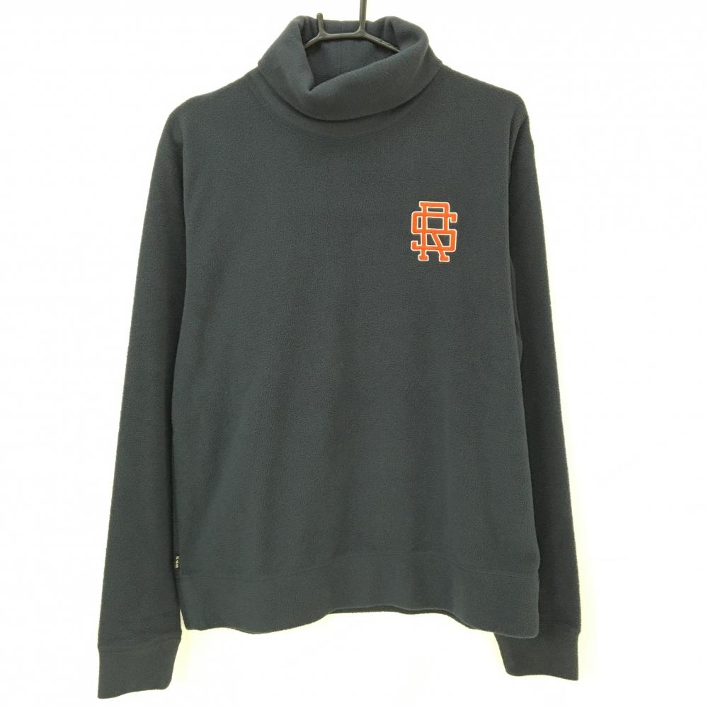 ラフアンドスウェル 長袖タートルネックシャツ グレー フリース地 ロゴオレンジ メンズ L ゴルフウェア rough＆swell