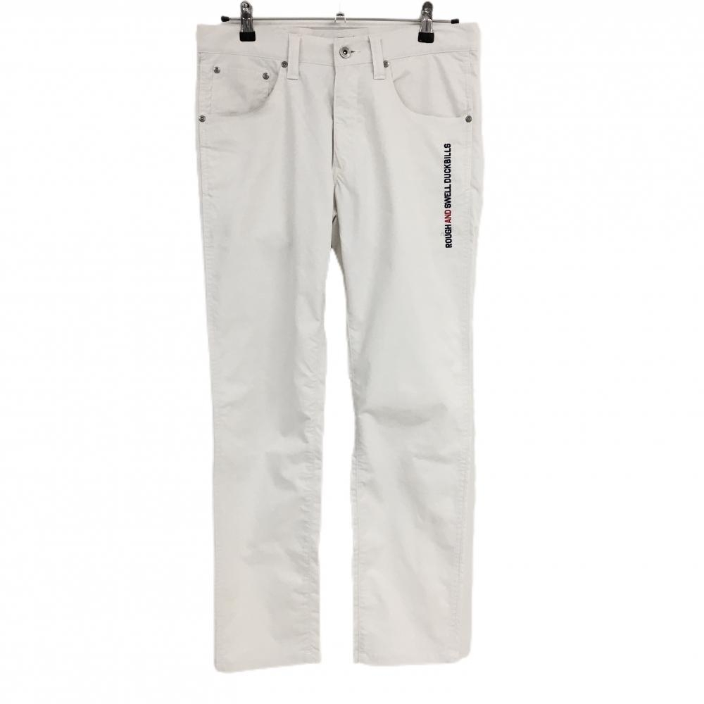 ラフアンドスウェル パンツ 白系 ロゴ刺しゅう  メンズ M ゴルフウェア rough＆swell