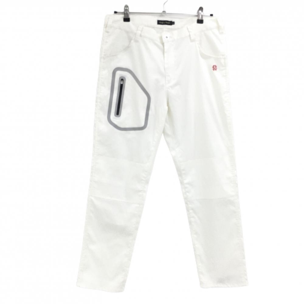 ラフアンドスウェル パンツ 白 ストレッチ ポケット周りリフレクター メンズ L ゴルフウェア rough＆swell