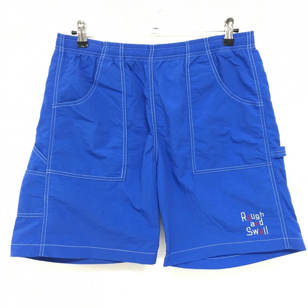 【超美品】ラフアンドスウェル ナイロンハーフパンツ ブルー ウエストゴム＆調節紐 メンズ M ゴルフウェア 2023年モデル rough＆swell