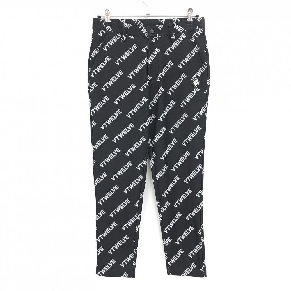 【新品】V12 パンツ 黒×白 ロゴ総柄 ストレッチ  レディース S ゴルフウェア V12