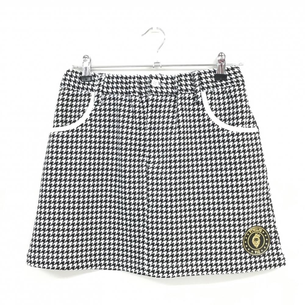 【美品】ヴィトゥエルヴ スカート 白×黒 千鳥格子 内側インナーパンツ  レディース 2(L) ゴルフウェア 2023年モデル V12