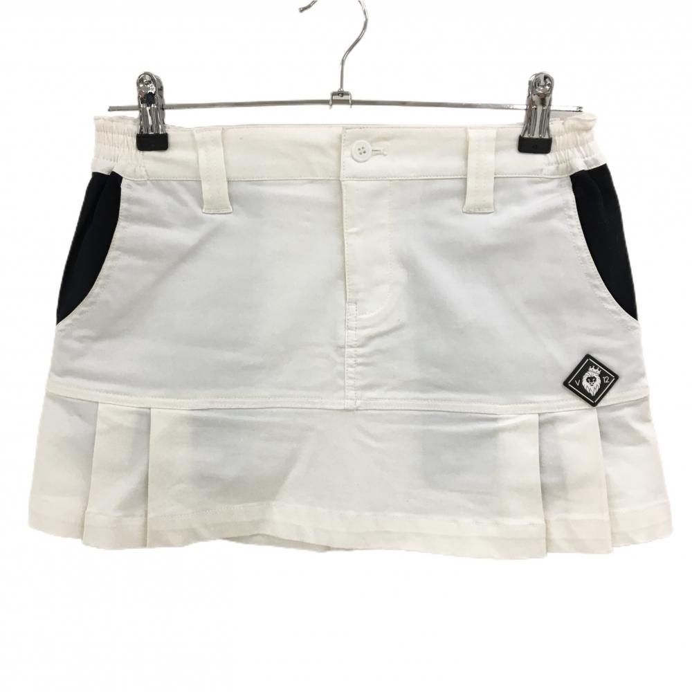 V12 スカート 白×黒 裾一部プリーツ  レディース 1(M) ゴルフウェア V12