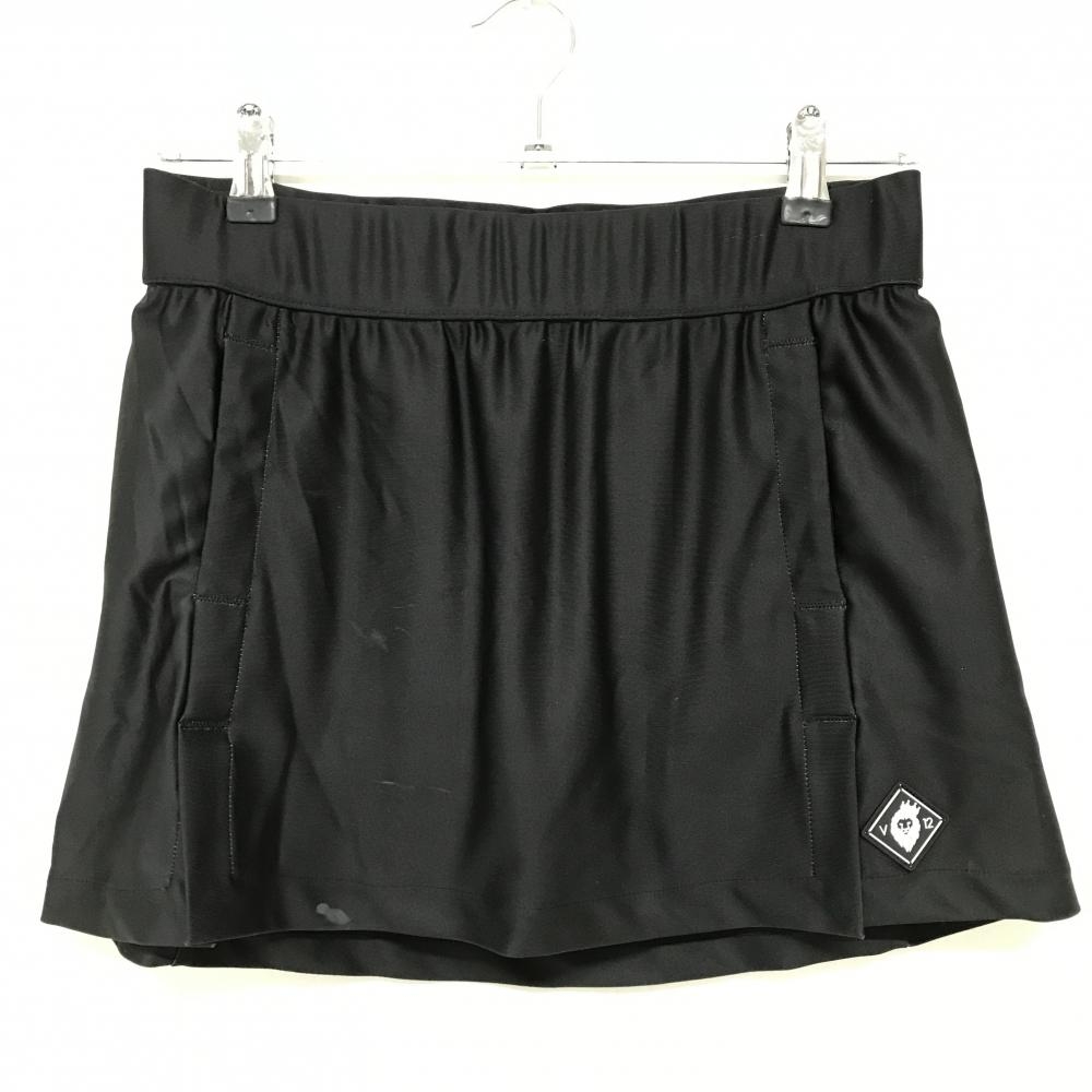 V12 スカート 黒×白 後ろ裾星柄 ウエストゴム 内側インナーパンツ  レディース 0(S) ゴルフウェア V12