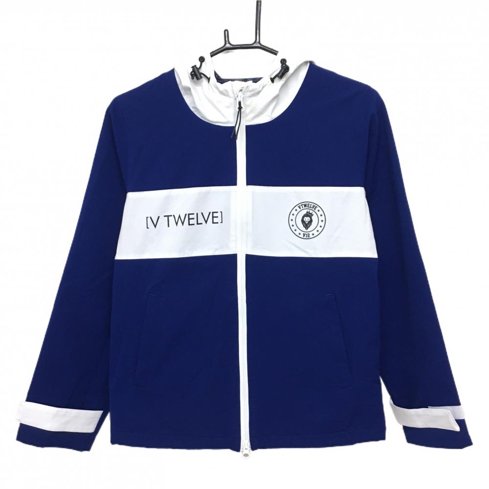 V12 ジップパーカー ネイビー×白 胸元切替 裏地メッシュ ブルゾン レディース 0(S) ゴルフウェア V12