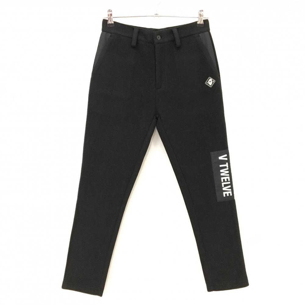 【新品】V12 パンツ 黒 フリースボンディング生地 保温 ストレッチ  レディース 1(M) ゴルフウェア V12
